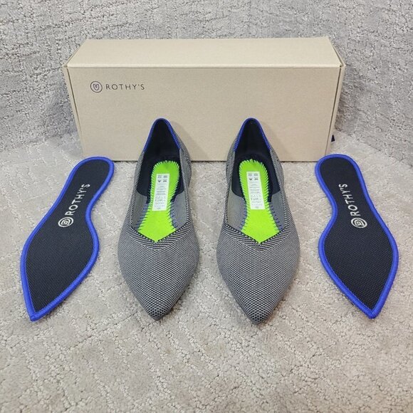 Rothys The Point Cloud Grey Pointed Toe Slip on Flat Shoes Multiple Sizes - Picture 12 of 12